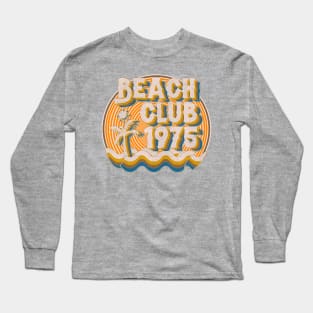 vintage retro beach club 70s 1975 with spirale orange Long Sleeve T-Shirt